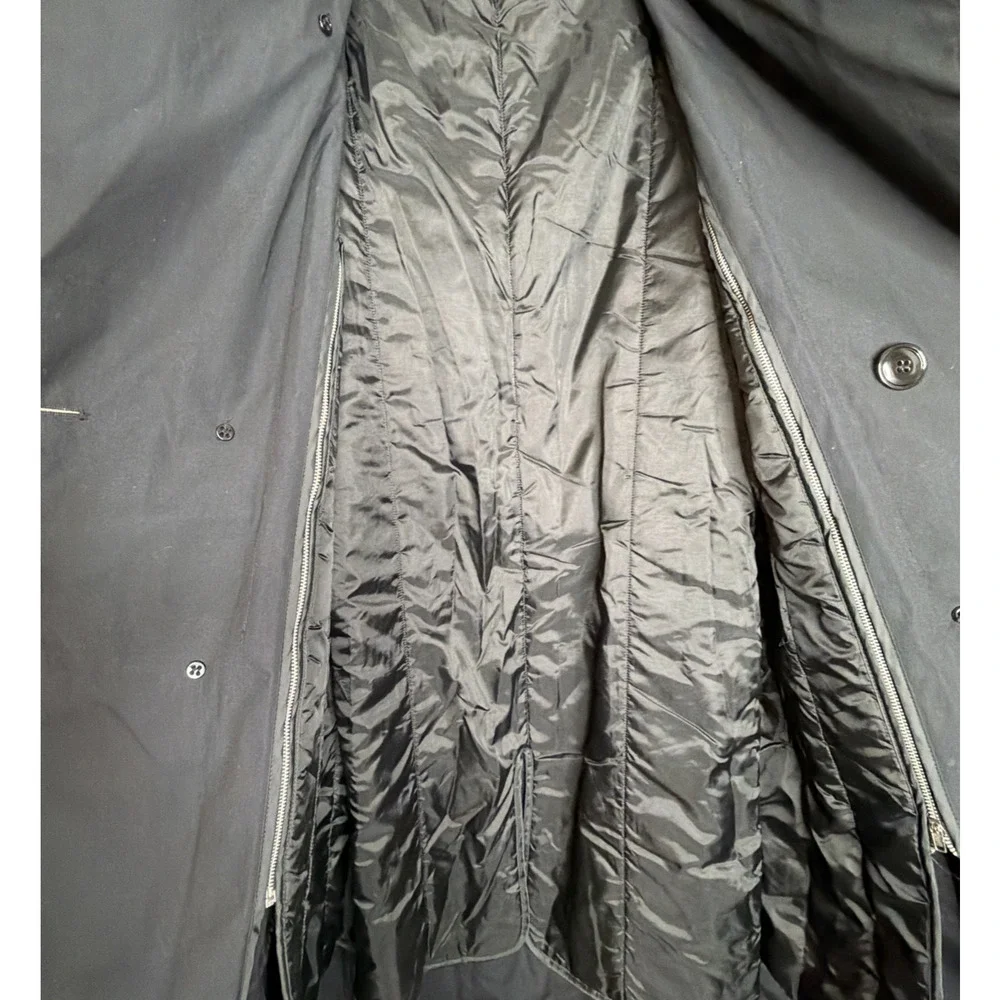 Men's Black Trench Coat 42S Double Breasted Removable Zip Liner All Weather Coat